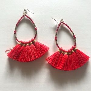 Red Fringe Earrings